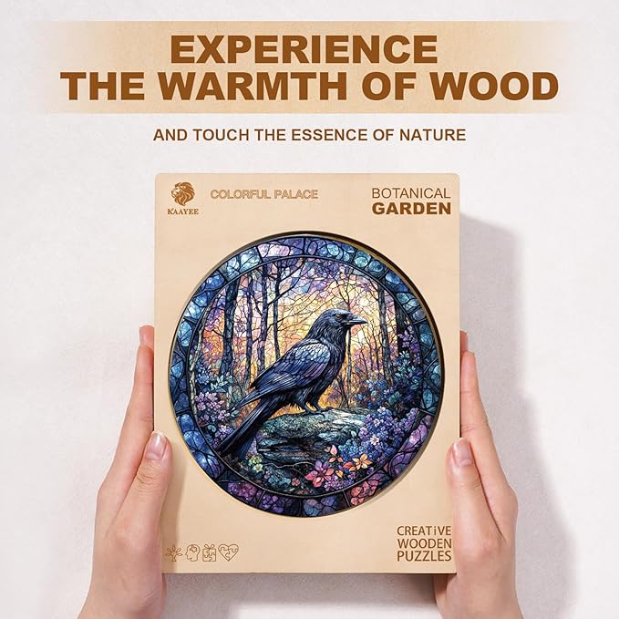 Wooden Puzzles for Adults, Wooden Jigsaw Puzzles, Exquisite Raven Puzzle, Gifts for Family or Friends for Any Holiday.（8.5 * 8.5 in 100pcs）