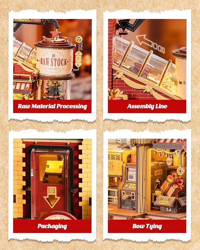 ROKR 3D Wooden Puzzle for Adult - Gift Factory Mechanical Model Kit with Music & Lights, 449pcs Adult Wooden Puzzles, DIY Building Toy for Teens & Adults