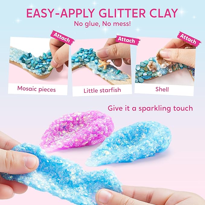 Klever Kits Mosaic Photo Frame Craft Kits, DIY Mosaic Kits for Kids 6 Years Old Girl Birthday Gift Summer Activities, Make Your Own Picture Frame Arts and Crafts for Kids