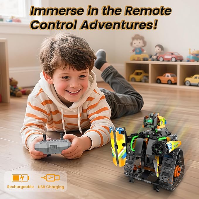5 in 1 STEM Building Toys for Kids 6-14, Remote & APP Controlled Stunt Tank Robot Race Car Building Kit, 554 PCS Erecor Set with Cool Lights, for 8,9,10,11,12+ Year Old Boys