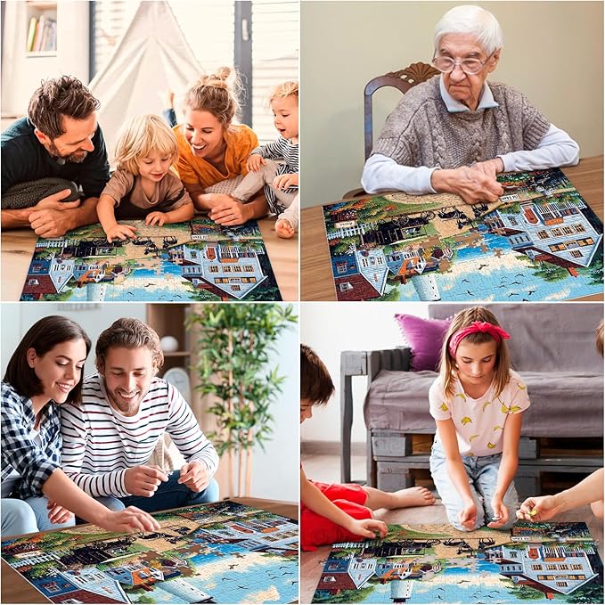 500 Pieces Puzzle for Adults, Town Horse House Puzzle, Recycled Cardboard Jigsaw Puzzles 500 Pieces for Adult, Challenging Puzzles Game Home Decor Birthday Party Gift Toy for Kids Seniors 20.5*15 in