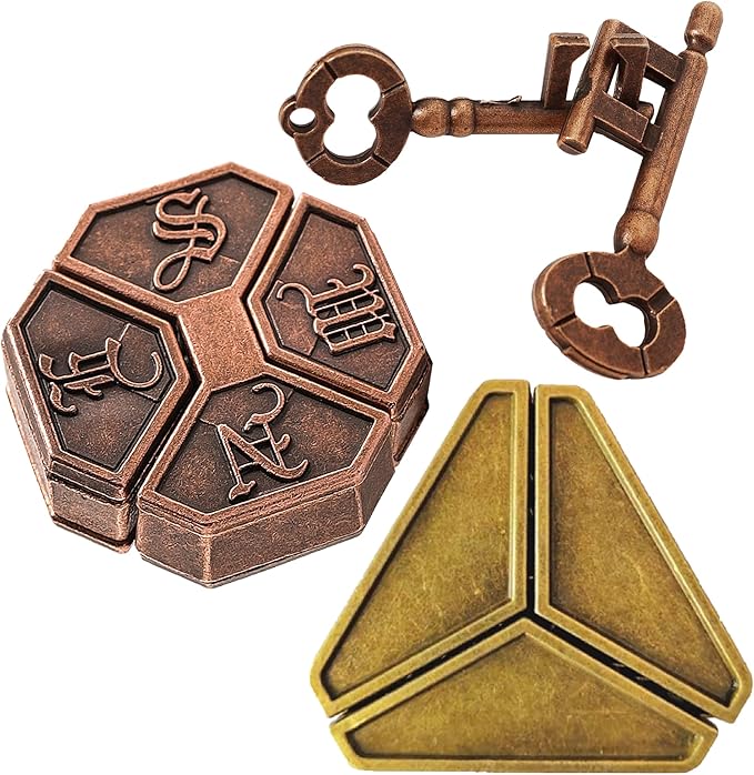 Metal Brain Teasers Puzzles for Kids and Adults 3 PCS Unlock Interlocking Puzzles IQ Logic Test Disentanglement Educational Toy for Kids Adults