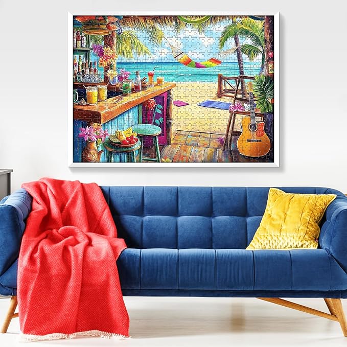 500 Piece Puzzle for Adults, Vacation Jigsaw Puzzle, Seaside Bar Puzzles 500 Pieces Birthday Party for Family Kids and Adults Funny Puzzle, Fun and Challenging Family Games 20.5×15 in