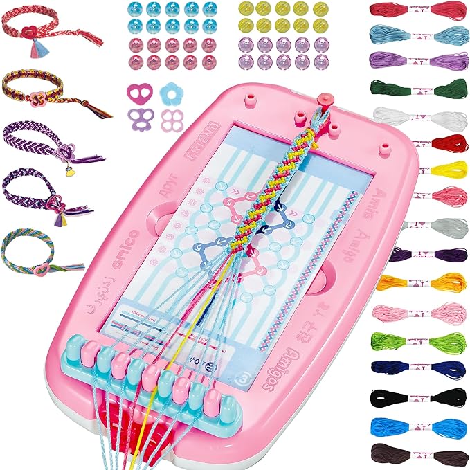 Friendship Bracelet Making Kit for Girls, Arts and Crafts for Kids Age 8-12, Christmas Birthday Gifts for Girl 7 9 11 12 Year Old, DIY Jewelry Making Kit for Girl, Friendship Bracelet Maker Tool
