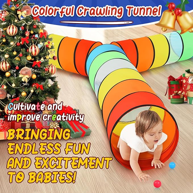 Moncoland Kids Play Tunnel Tent for Toddlers, Pack of 2 Colorful Pop Up Crawl Tunnel Toy for Baby or Pet, Collapsible Gift for Boy and Girl Play Tunnel Indoor and Outdoor Game