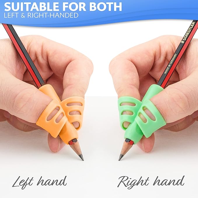 Stylo Pack of 6 Pencil Grips for Kids Handwriting Perfect Pencil Holders Home Schooling and Preschool Writing Tools Assorted Pen Grips Christmas Gifts (Pack of 6, Multicolored)