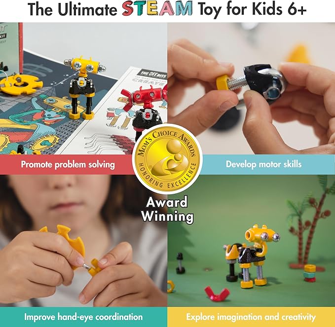 The Off Bits InfoBit Build Your Own Robot Toy Construction Set, Educational Gift STEM Activities Learning Kit, Creative Build and Play Model Kit Steam Toys for 6 7 8 9 10+ Year Old Boys & Girls
