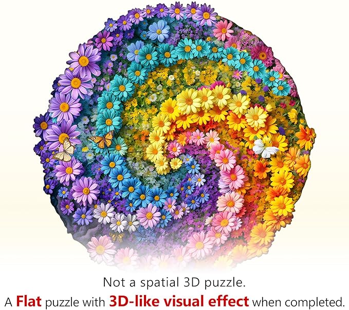 WOODBESTS Wooden Puzzles for Adults-Sea of Flowers, 100 Pieces Wood Puzzle (S-8.5 * 8.5in), Premium Art Shape Wooden Animal Jigsaw Puzzles, for Men/Women & Family Game Night