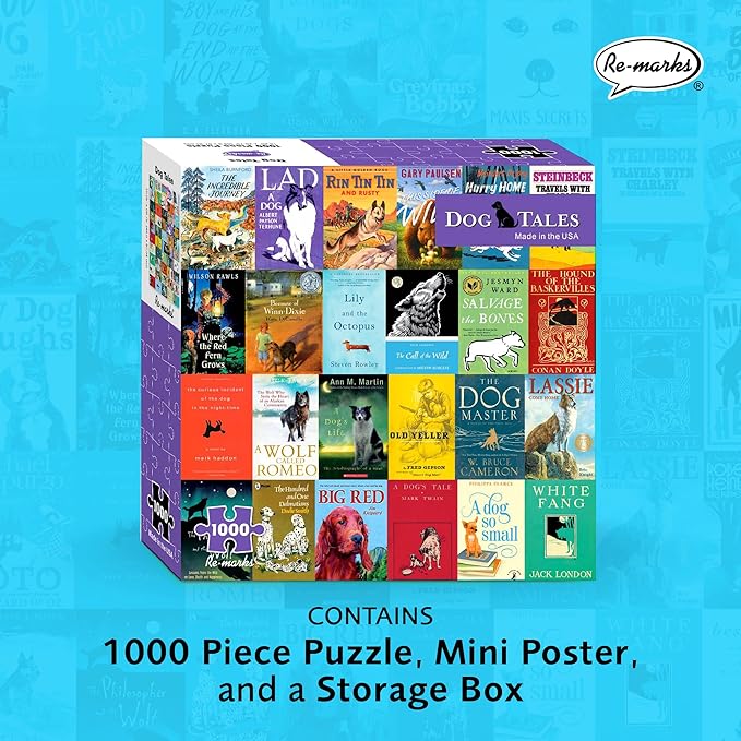 Re-marks “Dog Tales” Literary Collage Puzzle, 1,000-Piece Jigsaw Puzzle for All Ages