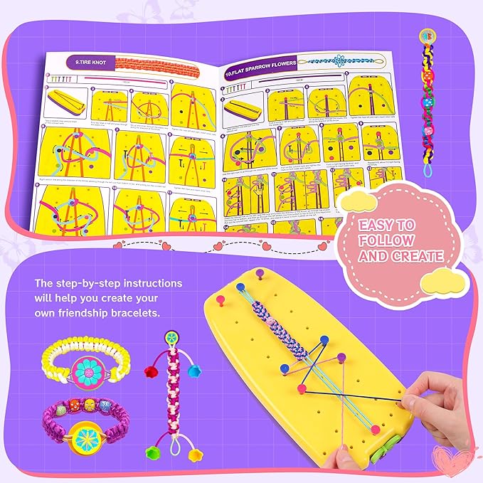 Gift for Girl 7 8 9 11 12 Year Old, Friendship Bracelet Making Kit Toys, Arts and Crafts for Kids Age 8-12, Best Birthday Present Top Popular DIY Jewelry Bracelet String Maker