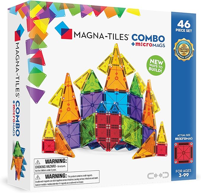 MAGNA-TILES® Combo 46-Piece Magnetic Construction Set, The Original Magnetic Building Brand