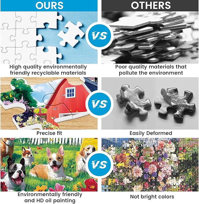 300 Piece Puzzles for Adults, Jigsaw Puzzles 300 Pieces for Adults Kids Dog Puzzle Animal Pet Lover Jigsaw Puzzle Recycled Cardboard Challenging Puzzles Game Family Activity Gift Toy 20.5x15inch