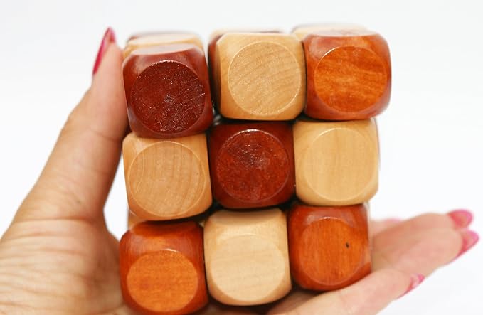 Wooden Twist Cube IQ Puzzle - Wooden Brain Teaser - Brain Teaser Puzzle for Children Teenager Adults - Mens Gift Sets for Him-Gifts for Men Who Have Everything - Stocking Fillers Stuffers