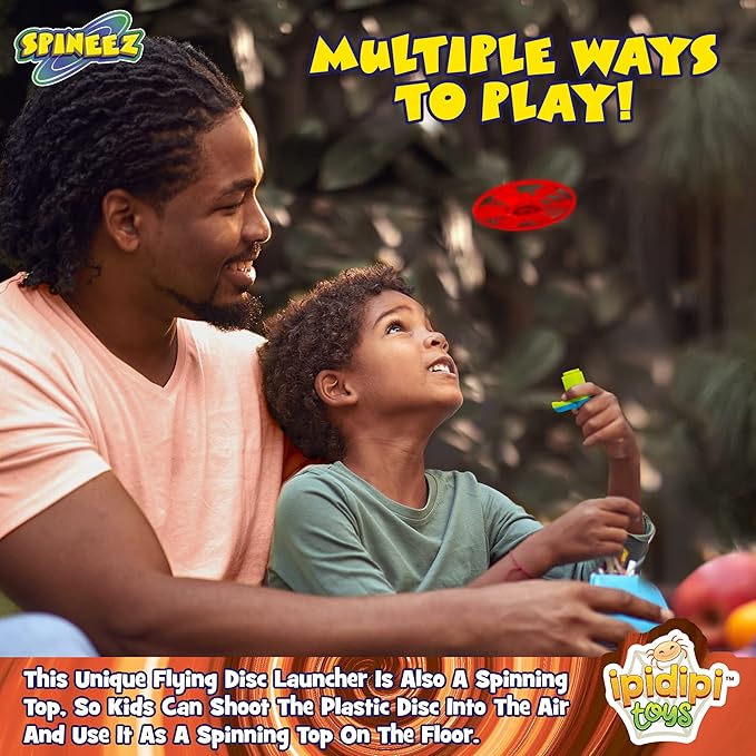 IPIDIPI TOYS Light Up Flying Saucer Spinning Tops – 12-Pack UFO Spinner Toys for Kids – Ideal Birthday Party Favors, Goodie Bag Stuffers, School Prizes, Classroom Rewards for Boys & Girls – Orange