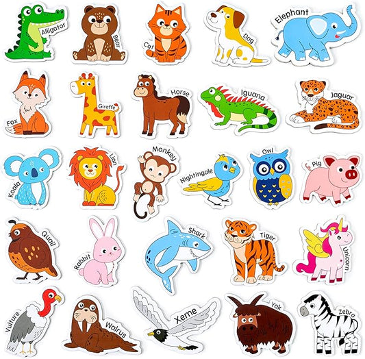 JoyCat Wooden Magnets for Kids – 26 Cute A-Z Animals Fridge Magnets for Toddlers, Large Magnetic Animal Refrigerator Toys, Fun Educational Learning Gifts for Toddlers 2 3 4 5 Years Old