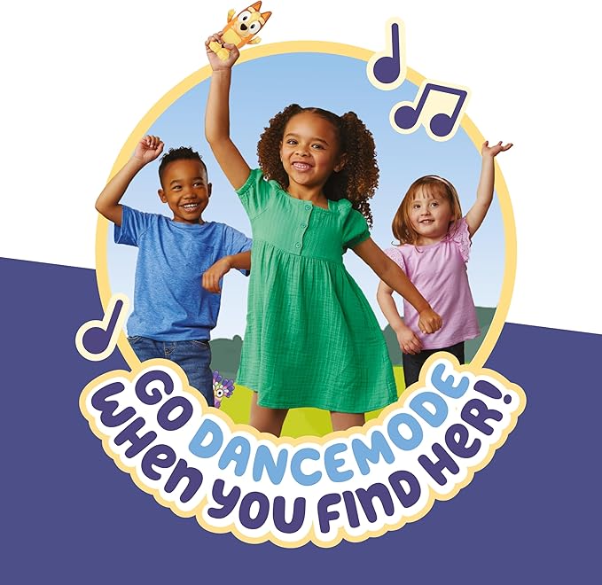 Bluey Game Hide and Seek Electronic Bingo Figure, Articulated, Musical Kids Figurines with Dance Mode, Interactive Toddler Figurine Toys for Ages 3+