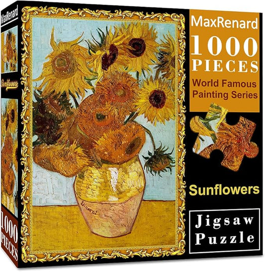 MaxRenard Game Jigsaw Puzzle 1000 Pieces and Up for Adult Toy Fine Art Collection Sunflowers by Vincent Willem Van Gogh