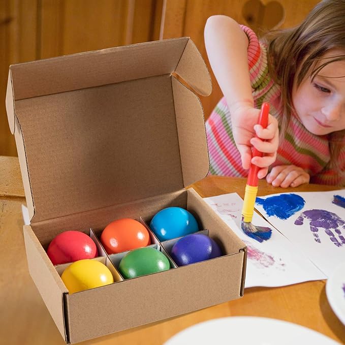 1.8 Inch Montessori Wooden Rainbow Balls, Colorful/Pastel/Natural Wooden Ball Toys for Toddler & Baby Grasping, Preschool Learning Material, Educational Counting Toy - 6 Pcs