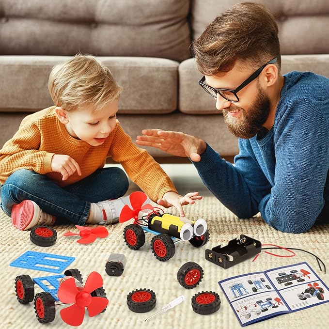 5 Set Individual STEM Kit for Kids, 2nd Grade Boy Toys Bulk Gifts, 1st First Graders Boys Gift Ideas, Classroom Science Kits Craft Projects Class Activity, Robot Wind Powered Car Building Activities