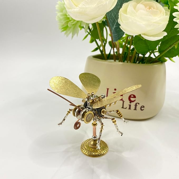 Steampunk Metal Insect Bug Mechanical Sculpture Insect Clockwork 3D Steampunk Metal Puzzle Model (Butterfly-HD5)