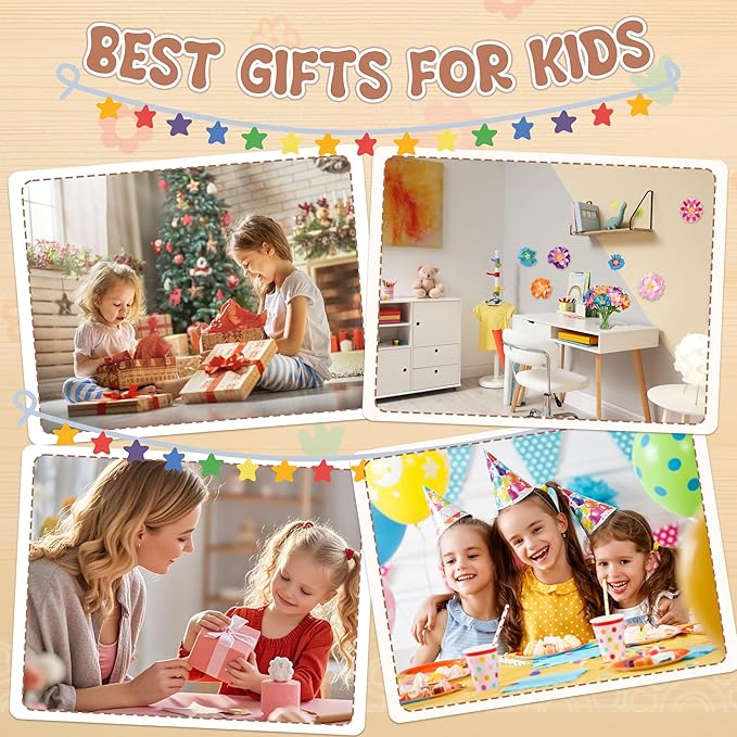 Fabric Flower Bouquets Toys,DIY Craft Kits for Kids,Arts and Crafts Toy for 3+ Year Old Girls,Flowers Market Toy,Build Your Flower Bouquet,Educational Preschool Learning Toys for Birthday,Christmas