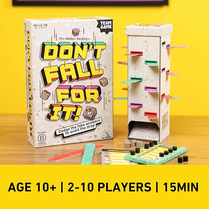 Don't Fall for It - The Hilarious Tower Trivia Game for Ages 10 and up. Fun and Easy Board Game for 2+ Players, Perfect for Families and Kids and Game Night.