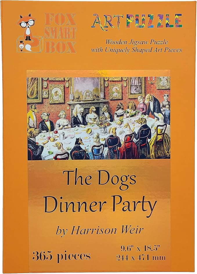 Wooden Jigsaw Рuzzle for Adults - Uniquely Shaped Pieces - Made in The USA by FoxSmartBox - 365 Pieces - The Dogs Dinner Party