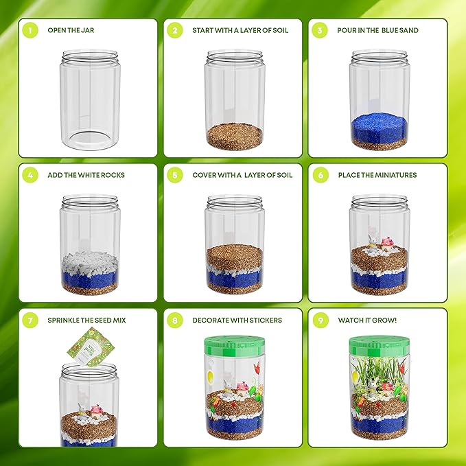 Dan&Darci Light-Up Terrarium Kit for Kids - STEM Science Kit - Educational DIY Toy for Boys & Girls - Birthday Gift - Craft Project Idea for Ages 6 7 8 9 10 11 12 Year Old