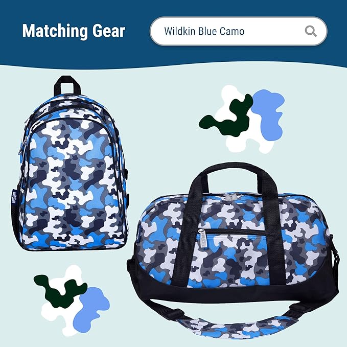 Wildkin Kids Insulated Lunch Box – Durable and Reusable for School & Travel - Blue Camo