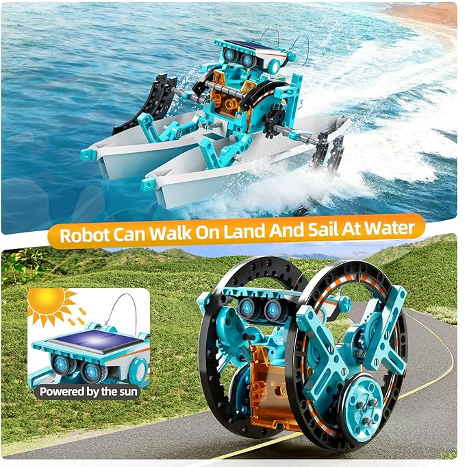 STEM Toys for Ages 8-13, Solar Powered Kits Toys Robotics for Kids Ages 8-12, Educational Building Science Experiment Kit, Boys Gifts for Kids 8 9 10 11 12 13 Years Learning Projects (Blue)