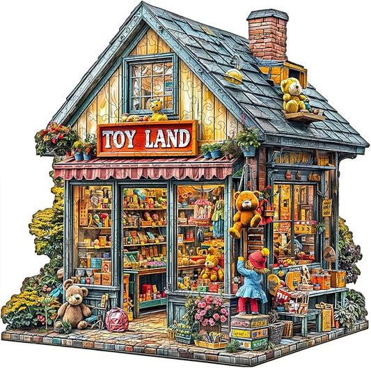 Jigfoxy Wooden Puzzle for Adults, Toy Land Jigsaw Puzzles for Adult, Unique Animal Shape Wood Cut Puzzles, Christmas Thanksgiving Gifts for Friends Family (S-8.5 * 8.4in-100pcs)