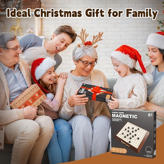 Magnet Game, Board Games for Adults and Kids with Storage Board, Magnetic Games with Stones, Magnetic Chess for Family Game Night, 2-4 Players