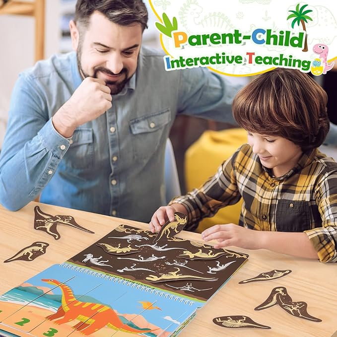 MDINGTD Dinosaur Toys for Kids 3-5, My Preschool Busy Book Montessori Toys for 3 4 5 6 7 Year Old Boys Girls Preschool Learning Homeschool Activities Birthday Gifts for Kids Ages 2-4 5-7