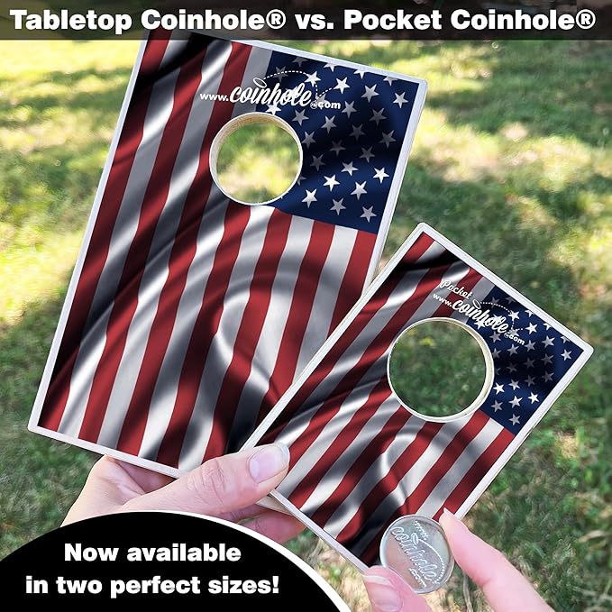 Coinhole Desktop Coin Bouncing Party Game Set | Tabletop Cornhole Board Game | Small Cornhole Travel Game Includes Coins