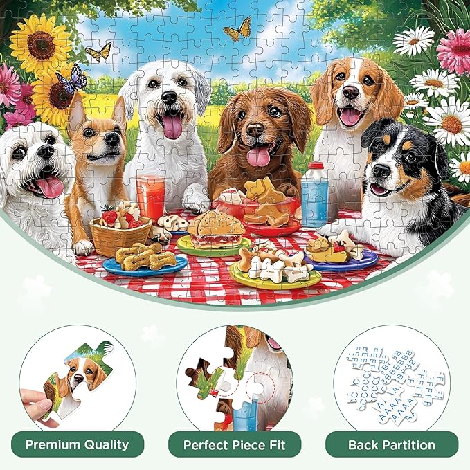 300 Pieces Puzzles for Adult, Dog Jigsaw Puzzles 300 Pieces for Adults Children Seniors, Vibrant Imagery Flower Jigsaw Puzzle, Challenging Activity Game Gift for Family Friends 20.5x15 Inches