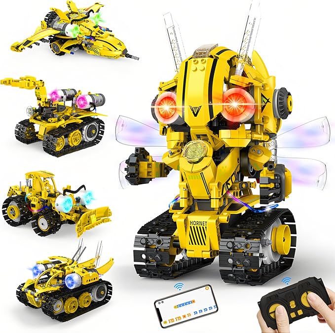 Yerloa Robot Building Kit STEM Gifts for Boy Ages 8-13 with App & Remote Control, 5 in1 Building Set Coding Robotic Toys for Kid Aged 6 7 8 9 10 11 12 Years Old Boy Girl Easter Birthday Gifts (673pcs)