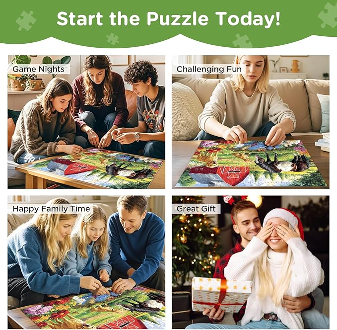 300 Piece Puzzle for Adults, Golden Retriever Horse on Farm Scenic Landscape Jigsaw Puzzle, Jigsaw Puzzles for Adult 300 Piece, Challenging Yet Relaxing 300 Pieces Puzzle Game for Kids Adults Seniors