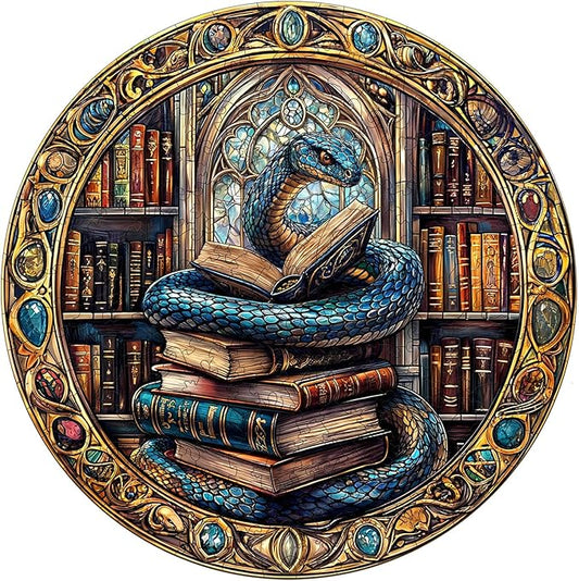 Jigfoxy Wooden Puzzle for Adults, Snake Wooden Jigsaw Puzzles for Adult, Unique Animal Shape Wood Cut Puzzles, Christmas Thanksgiving Gifts for Friends Family (S-8.5 * 8.5in-100pcs)