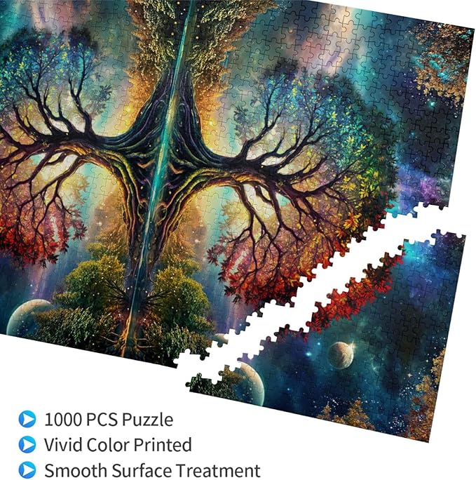 Tree of Life Puzzle 1000 Piece,Colorful Tree of Life Puzzle,Colorful Starry Night Tree Jigsaw Puzzle，Beautiful Galaxy Nature Landscape Jigsaw Puzzles，for Adults Toys Gift Family Decoration