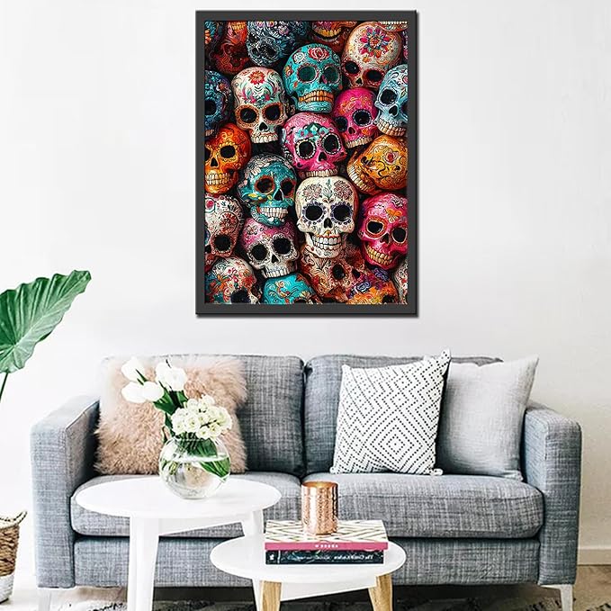 Tucocoo 1000 Piece Jigsaw Puzzles for Adults Pile of Sugar Skulls Puzzle Day of The Dead Colorful Skeleton Art 1000 Pieces Puzzles for Challenging Family Activity Game DIY Puzzle Wall Decor Gifts