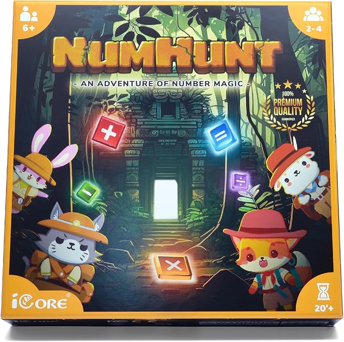iCore Math Games for Kids 8-12, Board Game, 2-4 Players, Ages 6+
