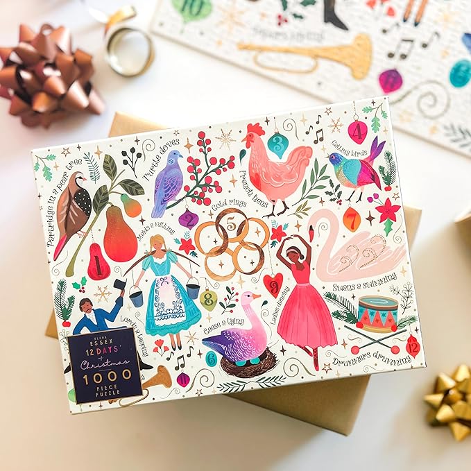 Christmas Puzzle - 12 Days of Christmas | Christmas Puzzles 1000 Pieces | Puzzles for Adults 1000 Pieces | Jigsaws Size 28 x 20 inches | Elena Essex Puzzles