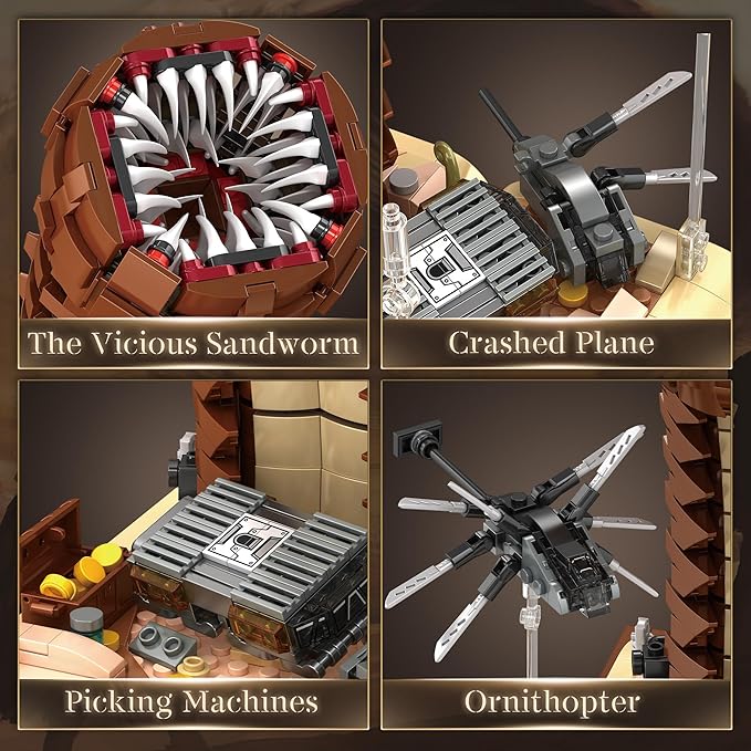 Sandworm Monster Building Blocks for Adults, Equipped with Suspended Ornithopter Building Set for Boy 8-12, Classic Movie Construction Building Blocks Toy for Movie Fans, 1688Pcs
