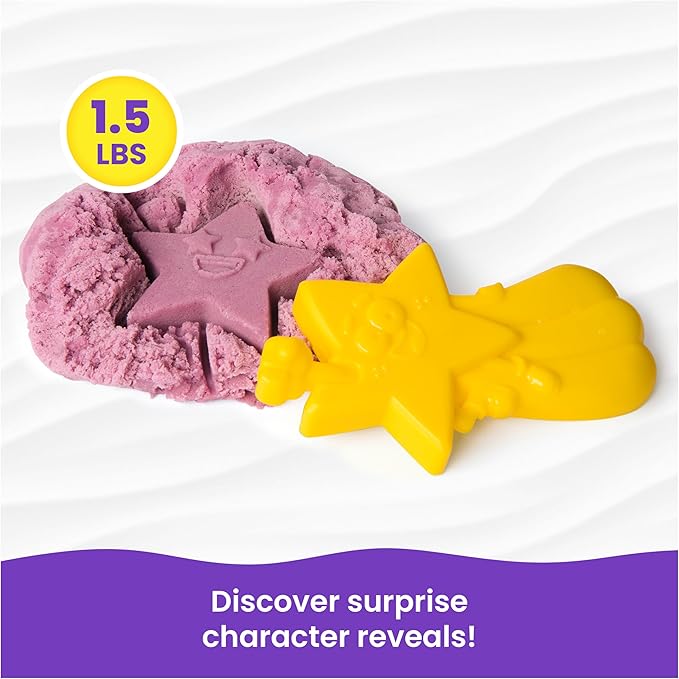 Kinetic Sand Splash, 1.5lb White-Pink Color-Change Play Sand & Character Mold, Resealable Bag, Toddler Toys, Kids Toys for Girls & Boys Ages 3 and up