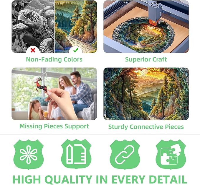 Wooden Puzzles for Adults, 3D Vision Effects Cave Forest Wooden Jigsaw Puzzles for Adults, Unique Shaped Wood Puzzle, Hill Sunset Forest Trail Landscape Puzzle, Home Decor (L-13.4 * 13.3in -300 pcs)