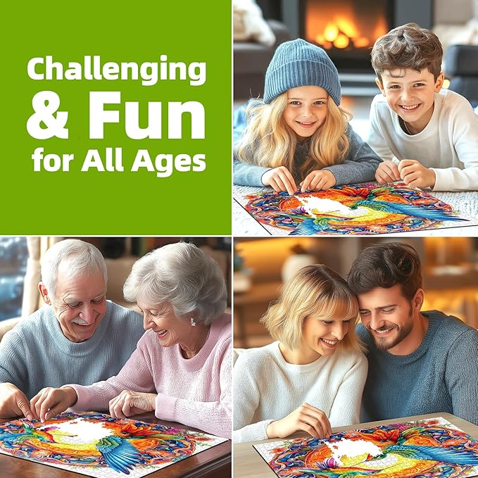 Blueforest 500 Piece Jigsaw Puzzle for Adults - Unique Hummingbird Art with Vibrant Iridescent Feathers | 20x20 Inches Challenging Adult Puzzle for Relaxation & Group Activity