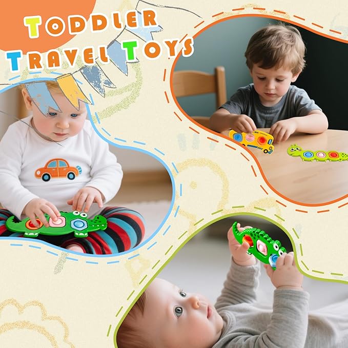 7PCs Fidget Popper Baby Sensory Toys for Travel,Sensory Toy for Kids with Autism,Pop Fidget Toy Easter for Day Christmas Birthday,Autistic Gifts for 36+Month,Airplane Car Travel Toys for Toddlers