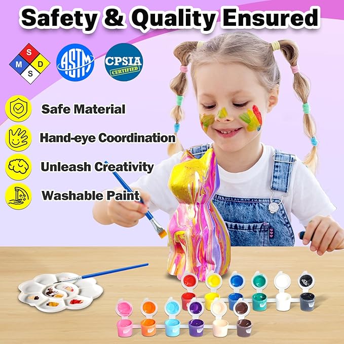 FUNZBO Paint Your Own Cat Lamp Kit - Arts and Crafts Supplies, Toys for Ages 8-13, Crafts for Girls 8-12, Painting Kits for Kids Teens Adults, DIY Toy for Toddler 3 4 5 6 7 9 10 11 + Birthday Gifts