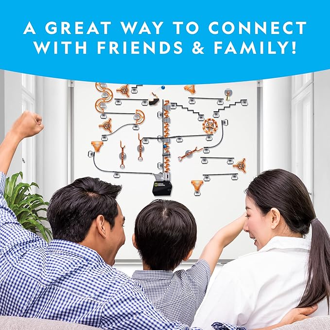 National Geographic Magnetic Marble Run - 150-Piece STEM Building Set for Kids & Adults with Magnetic Track & Trick Pieces & Marbles for Building A Marble Maze, STEM Project (Amazon Exclusive)
