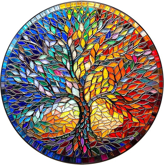 WOODBESTS Wooden Puzzles for Adults, Stained Glass Tree Wood Puzzles Adult(200 Pieces, M, 11.4 * 11.4in), Unique Shape Wooden Animal Jigsaw Puzzles, Birthday Gifts for Adults Family Game